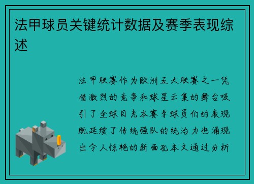 法甲球员关键统计数据及赛季表现综述